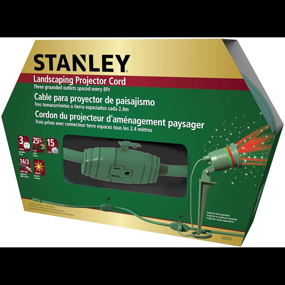COPY - Stanley 25’ Landscaping Projector Cord Holidays Christmas Displays